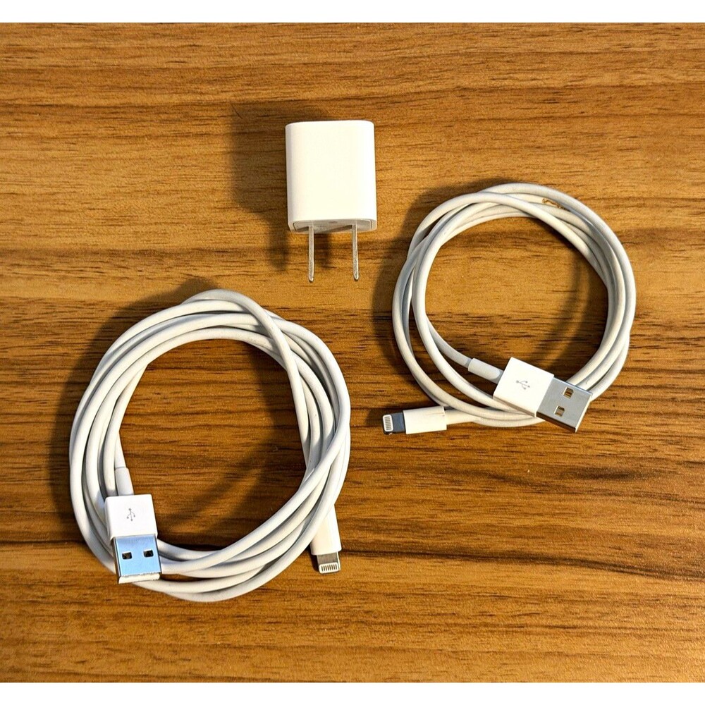 Apple 5W USB Wall Charger w/ 1m and 2m Lightning Cable Fast Charge White